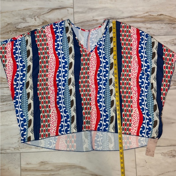 NWT Emery Rose Colorful Geometric Print High-Low Blouse 1XL - Picture 5 of 7